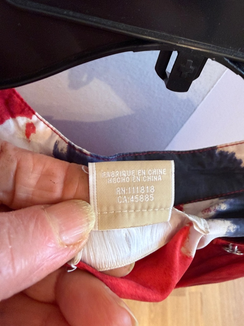 Michael Kors Red Tie-Dye Henley with Navy and White Circles - Picture 8 of 9